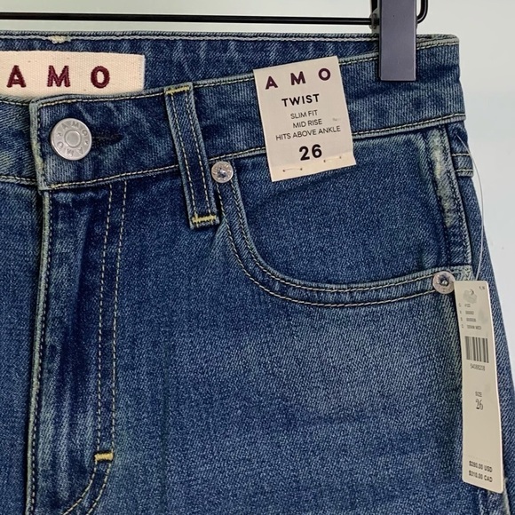 NWT Anthropologie Amo Mid Rise Twist Ankle Dark Wash Skinny Jeans - Picture 6 of 9